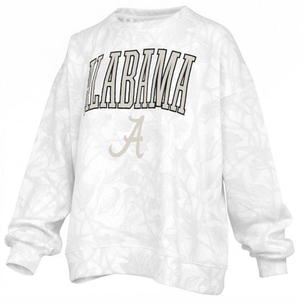 Alabama Crimson Tide - "Southlawn Logo Canopy" - Long-Sleeve Crew-Neck Blousant White Camo Oversized Fleece