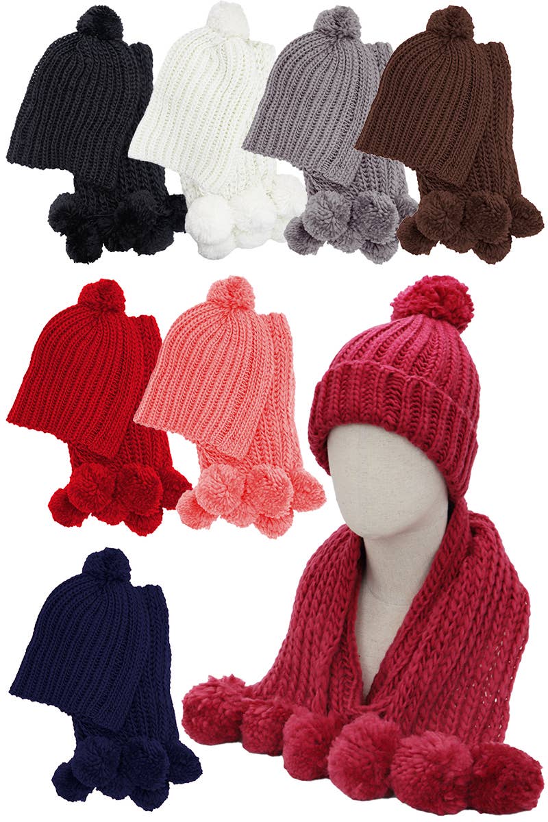 Crochet Chunky Knitted Beanie and Wrap Scarf