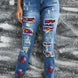 Distressed Sequin Pumpkin Jeans