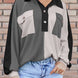 Pocketed Contrast Long Sleeve Sweatshirt