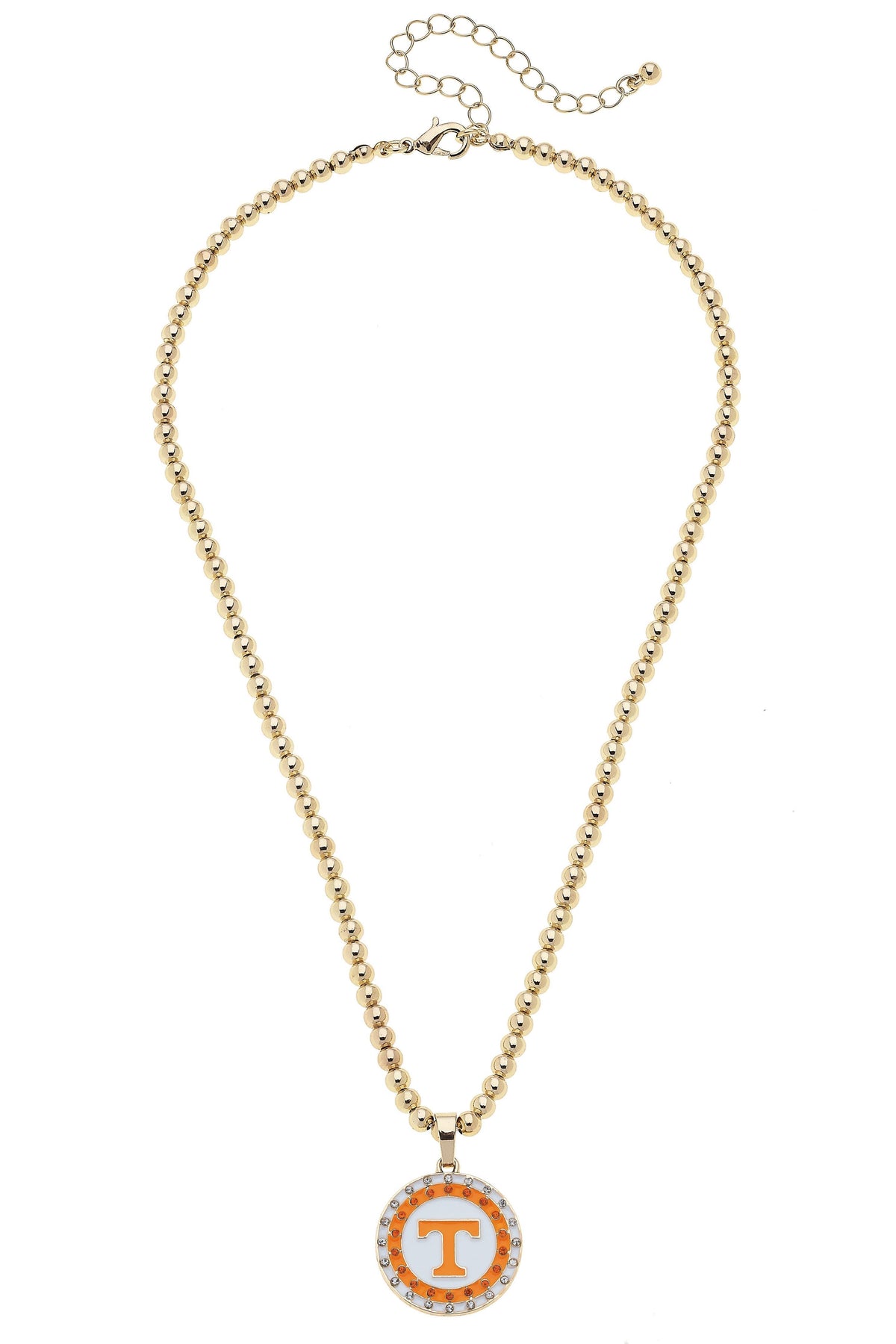 Tennessee Volunteers - Vols Pave Disc Necklace in Shiny Gold