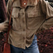Textured Pocketed Collared Neck Long Sleeve Shacket
