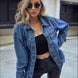Pocketed Button Down Collared Neck Denim Top