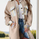 Slit Plaid Button Down Long Sleeve Coat