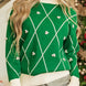 Diamond Pattern Contrast Trim Mock Neck Sweater