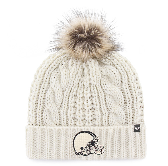 Cleveland Browns - White Meeko Cuff Knit Women's With Pom, 47 Brand