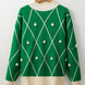Diamond Pattern Contrast Trim Mock Neck Sweater
