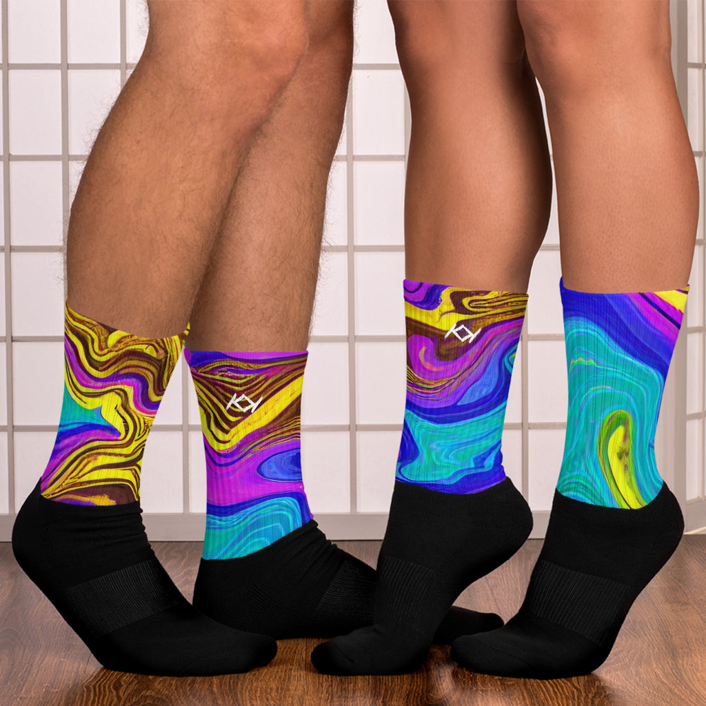 Kimante Gold, Purple, and Blue Swivel Socks