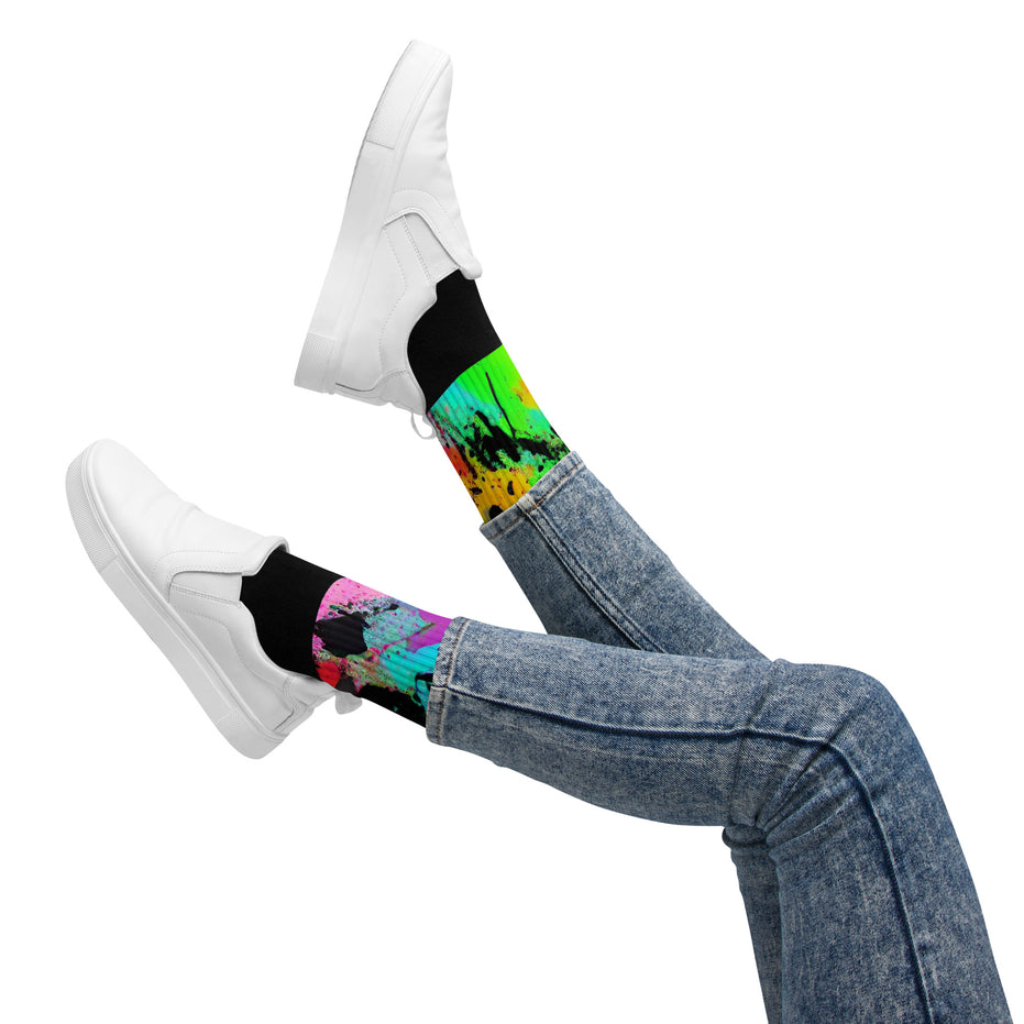 Kimante Green, Blue, Purple, Gold, and Black Swirl Socks