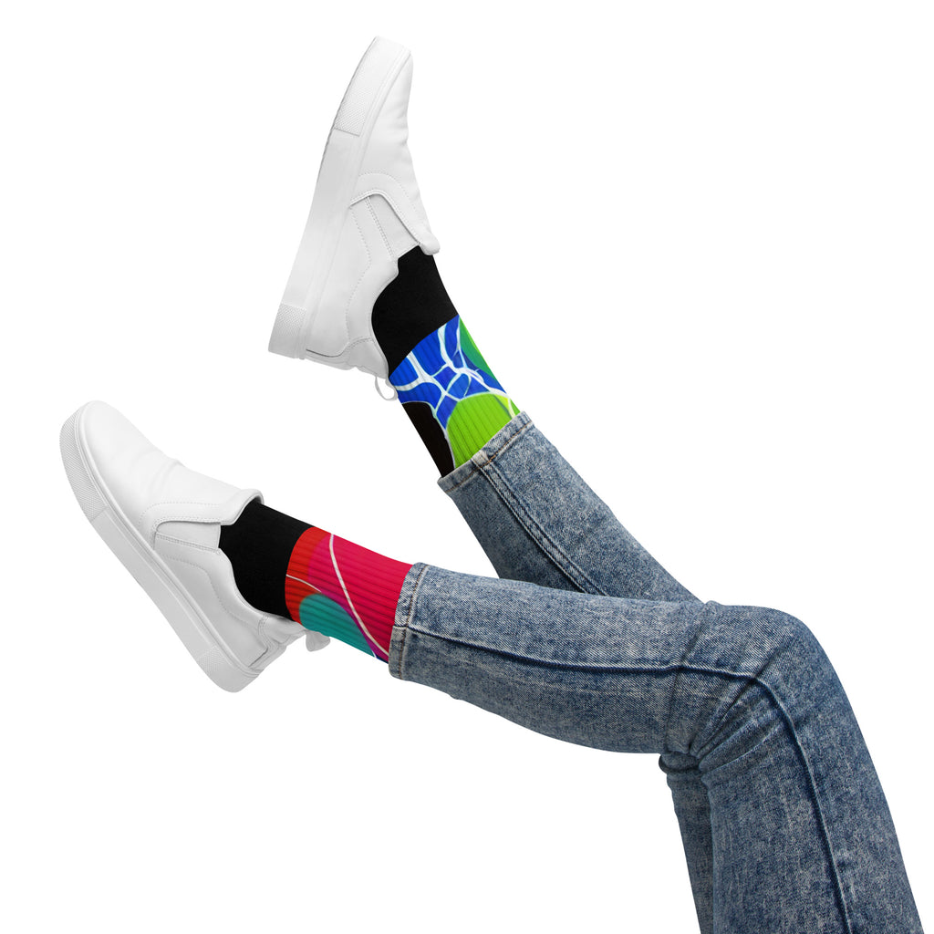 Kimante Blue, Red, Yellow, and Green Bubble Socks