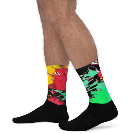 Kimante Red, Green, Black, and Gold Swirl Socks