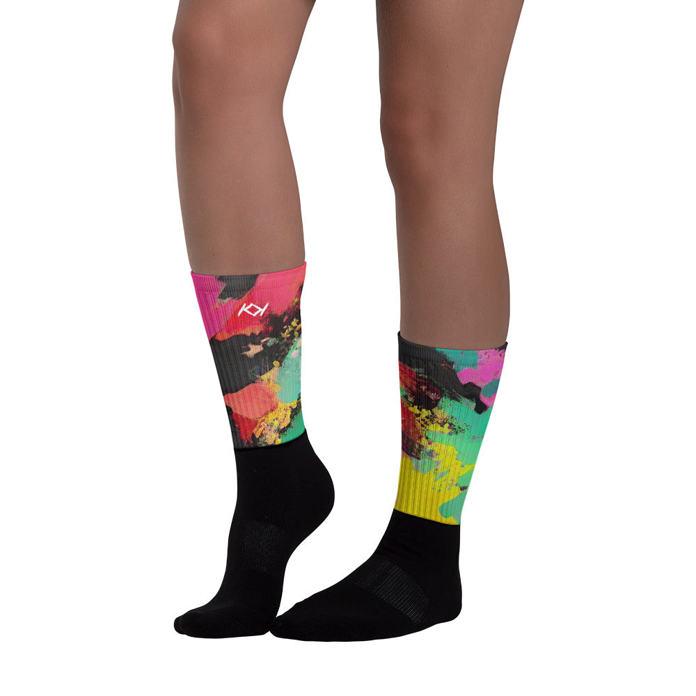Kimante Green, Purple, Gold, and Black Swirl Socks