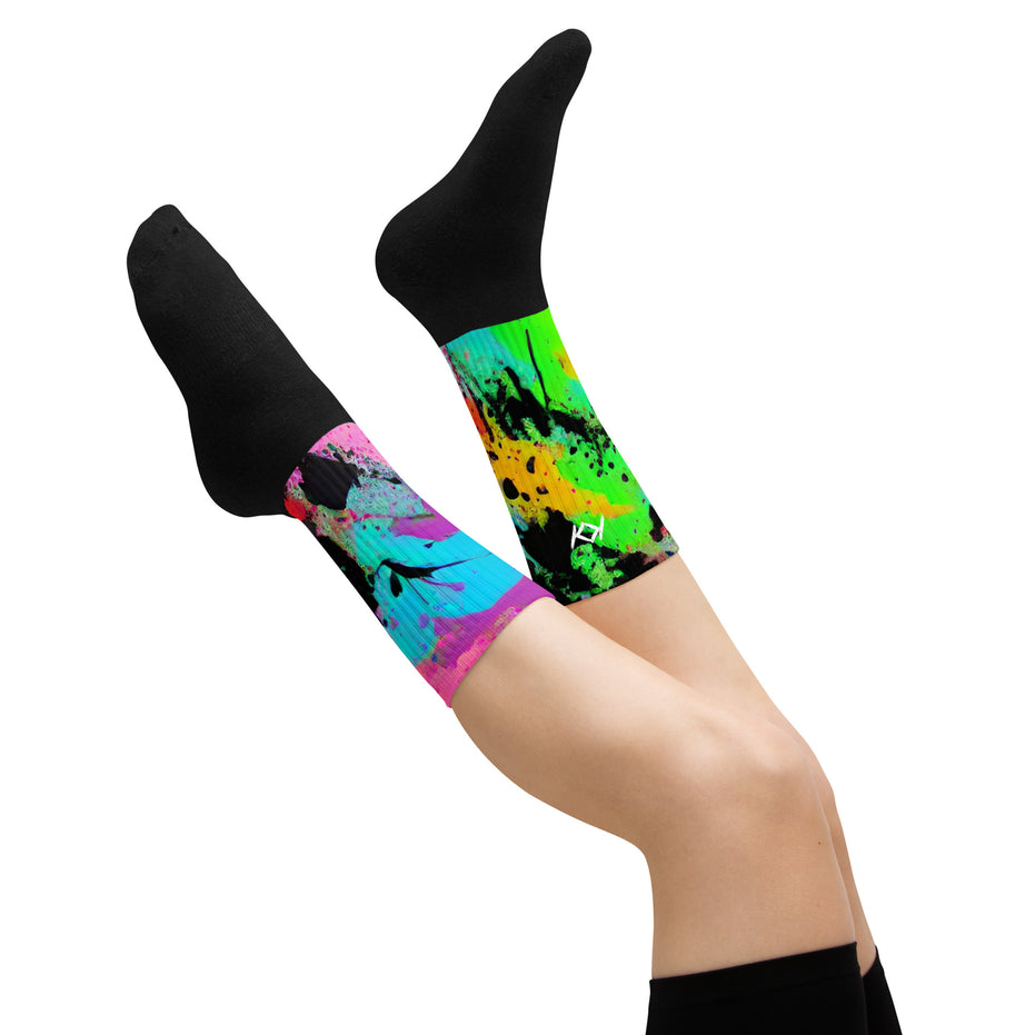 Kimante Green, Blue, Purple, Gold, and Black Swirl Socks