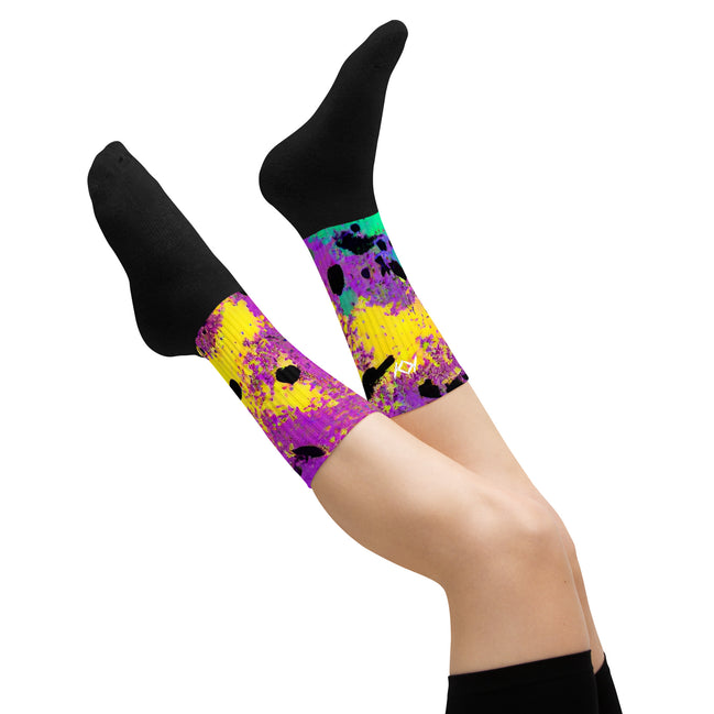 Kimante Black, Purple, Gold Psychedelic Socks