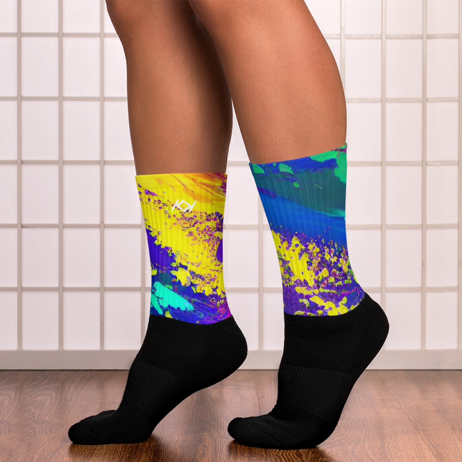 Kimante Orange, Gold, Blue, Purple, and Black PsychedelicSocks