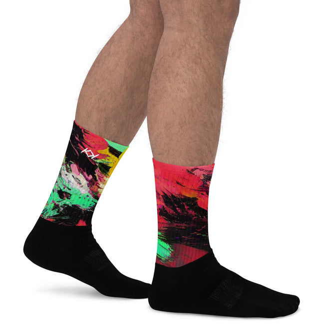 Kimante Red, Green, Black, and Gold Swirl Socks