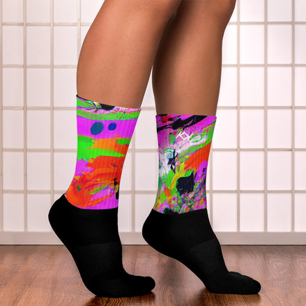 Kimante Purple, Green, Black, and Red Swirl Socks
