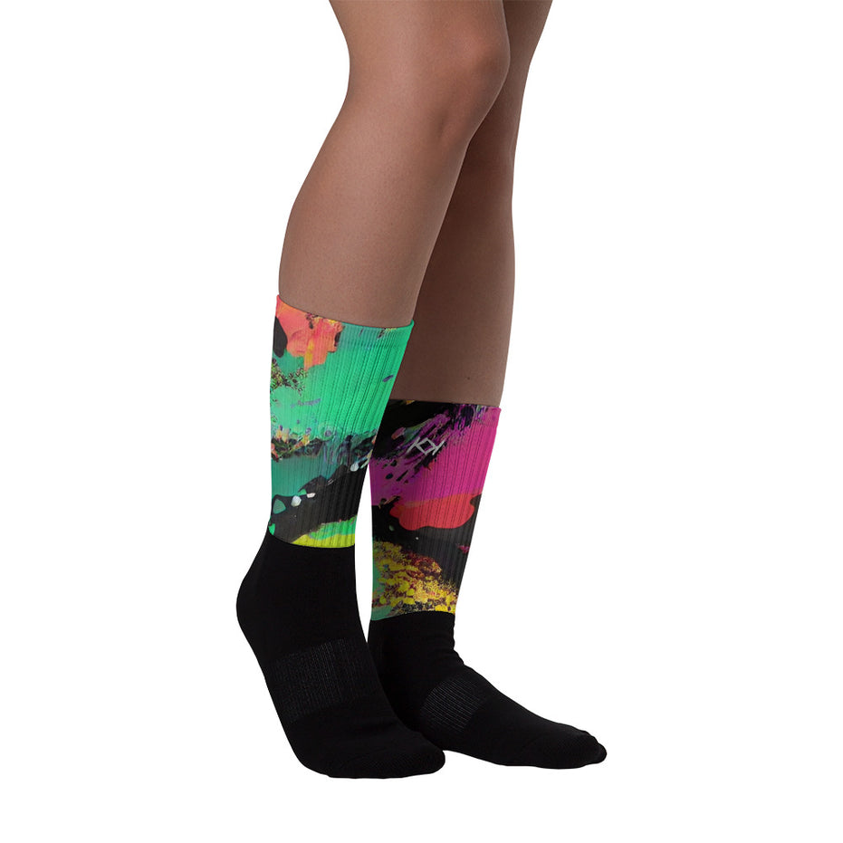Kimante Green, Purple, Gold, and Black Swirl Socks