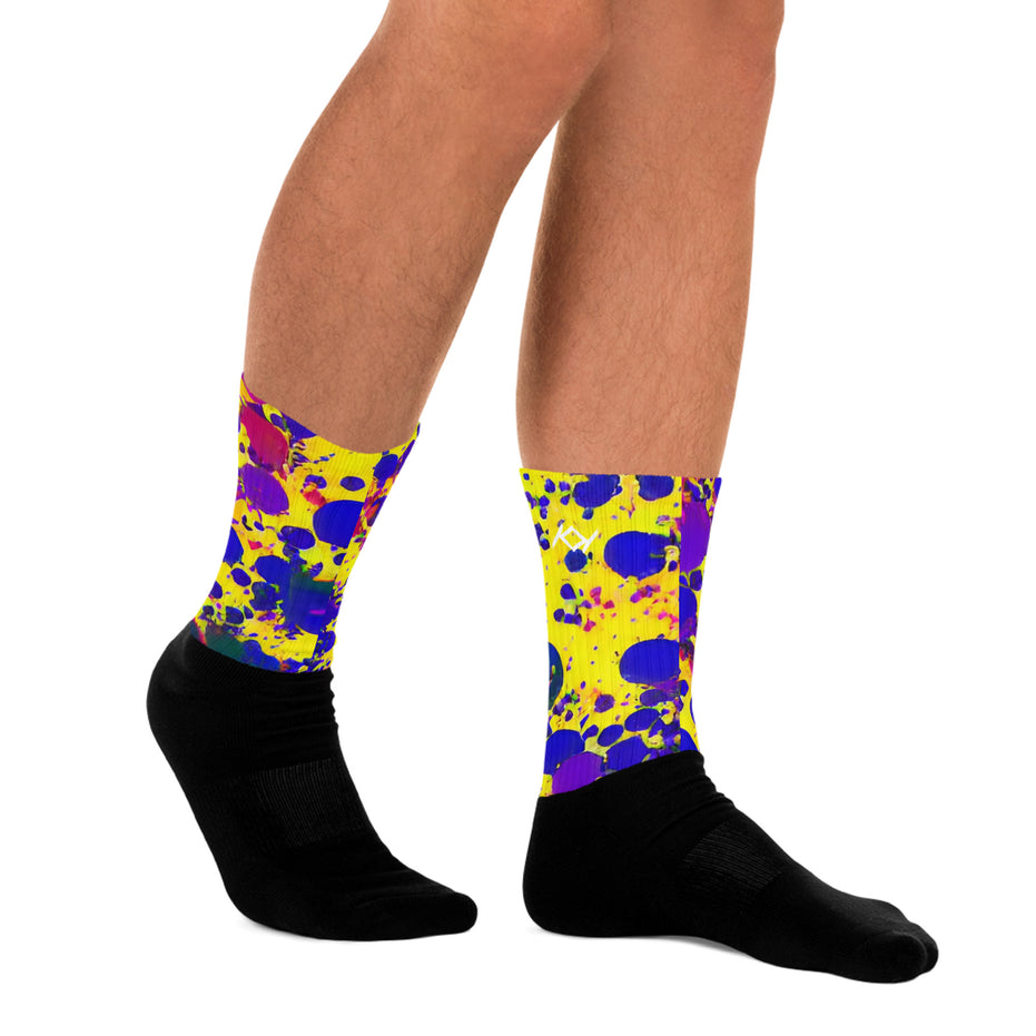 Kimante Gold and Blue Psychedelic Socks
