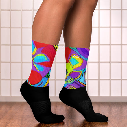 Kimante Red, Blue, and Yellow Floral Socks