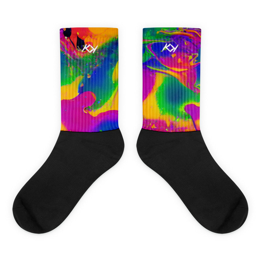 Kimante Green, Gold, Purple, and Blue Psychedelic Socks