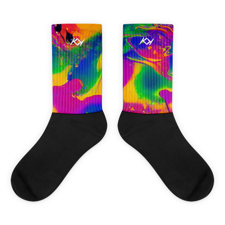 Kimante Green, Gold, Purple, and Blue Psychedelic Socks