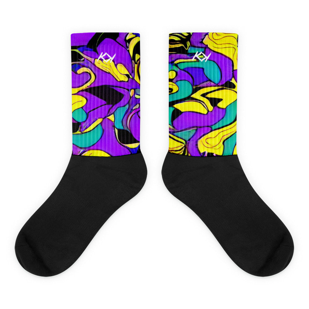 Kimante Purple, Black, Blue, and Gold Swivel Socks