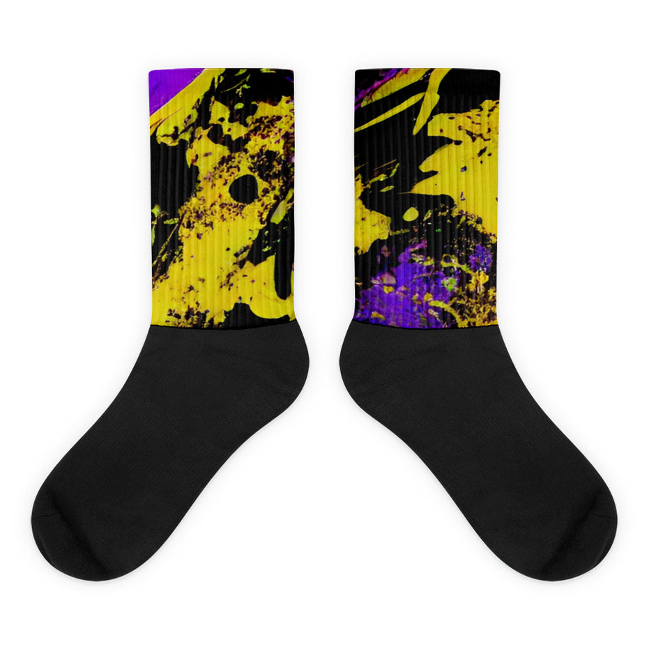 Kimante Purple, Gold, and Black Psychedelic Socks