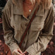 Textured Pocketed Collared Neck Long Sleeve Shacket