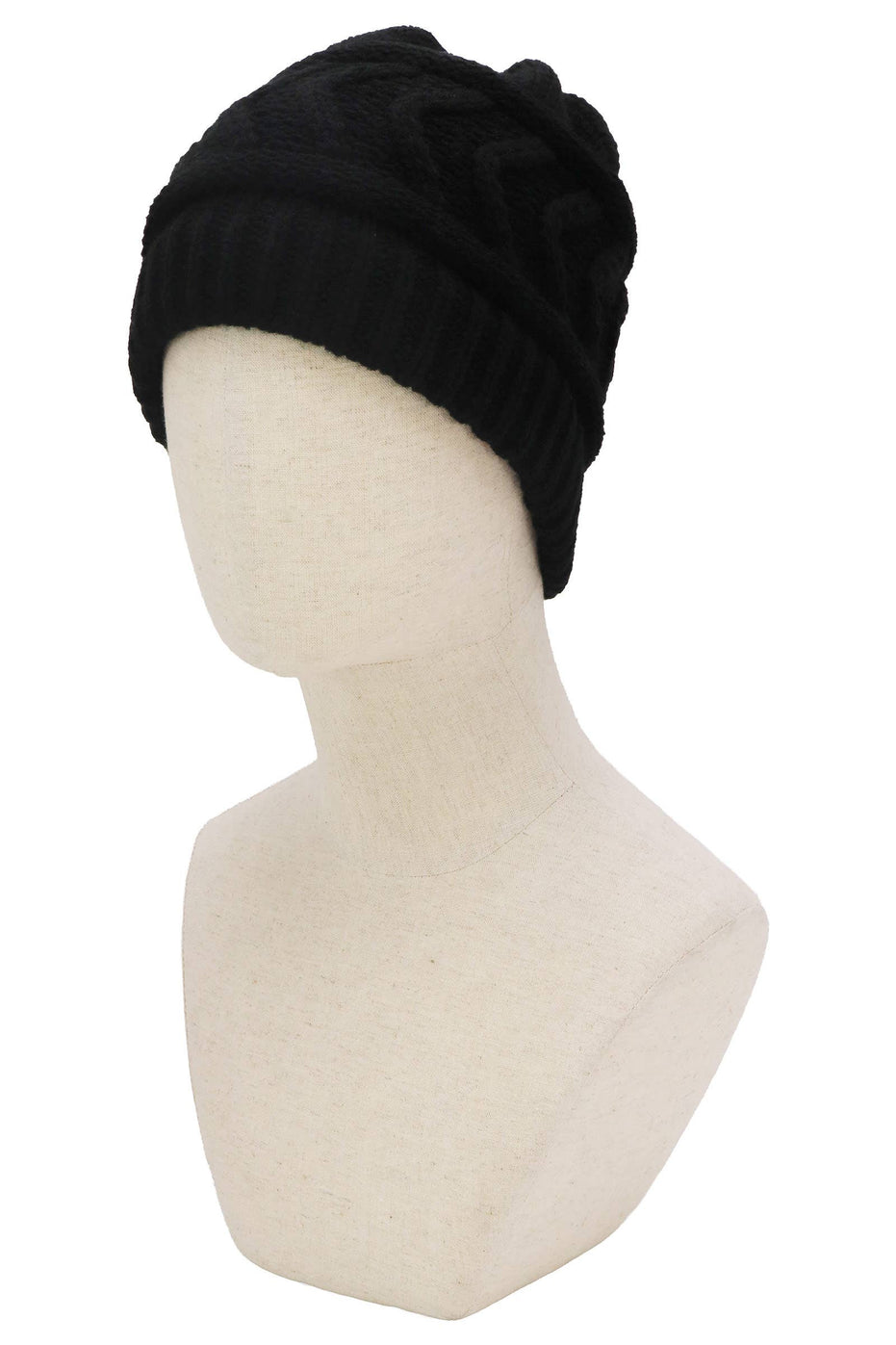 Classic Ponytail Chevron Cable Knitted Beanie