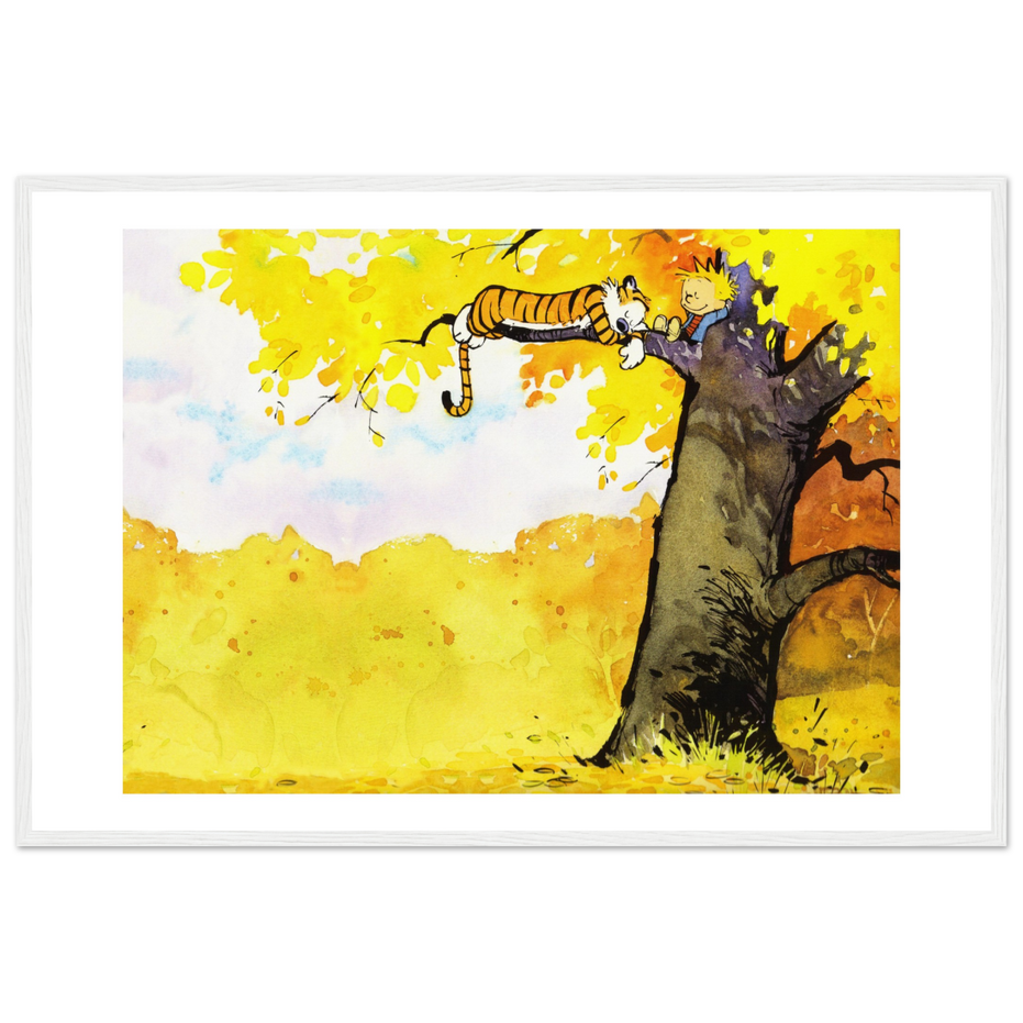 Calvin and Hobbes Resting on a Tree Poster