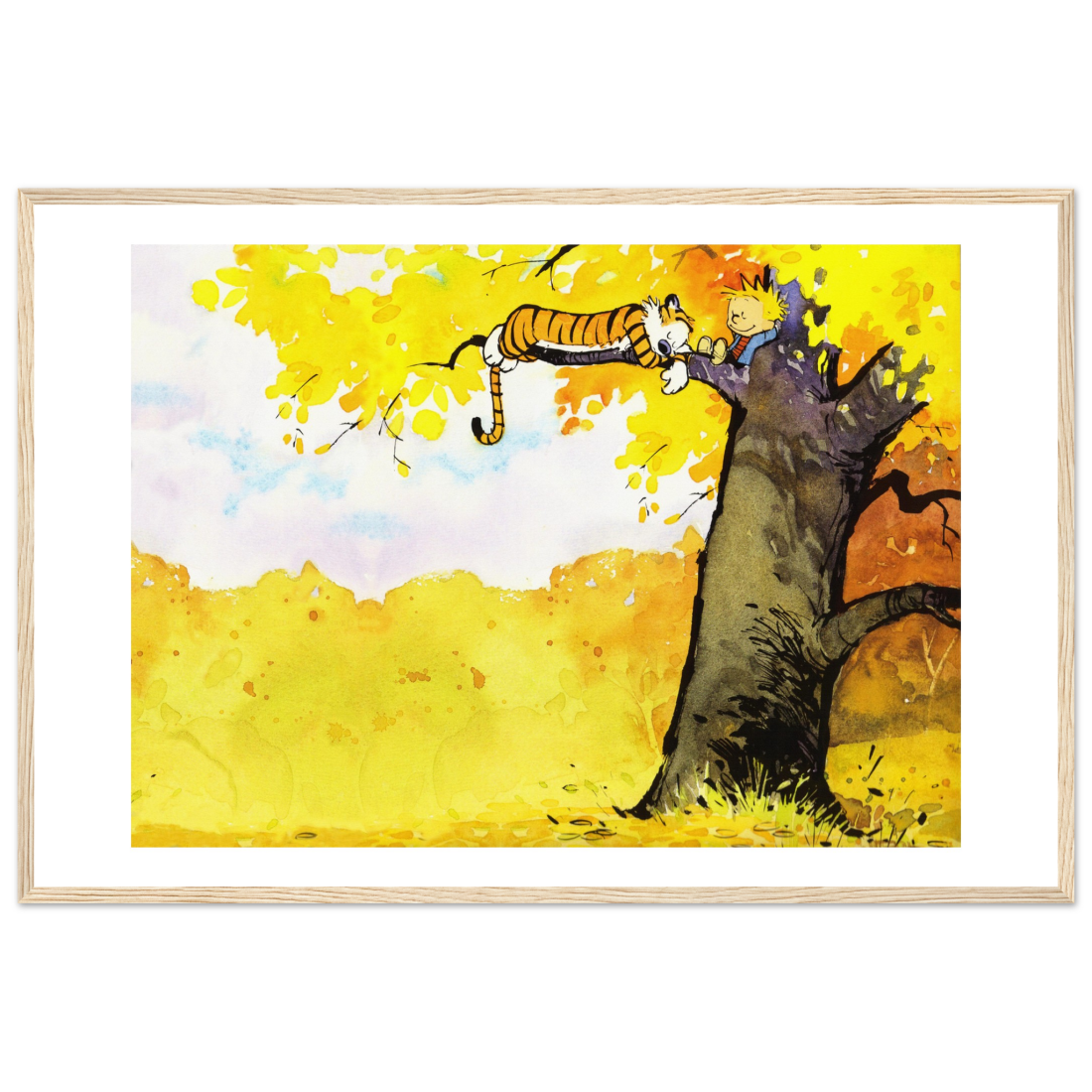 Calvin and Hobbes Resting on a Tree Poster