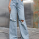 Distressed Wide Leg Jeans with Pockets