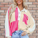 Pocketed Contrast Long Sleeve Sweatshirt
