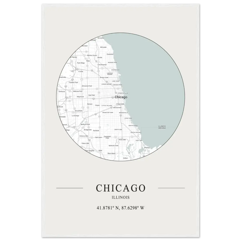 Chicago, Illinois Minimalist Map Poster