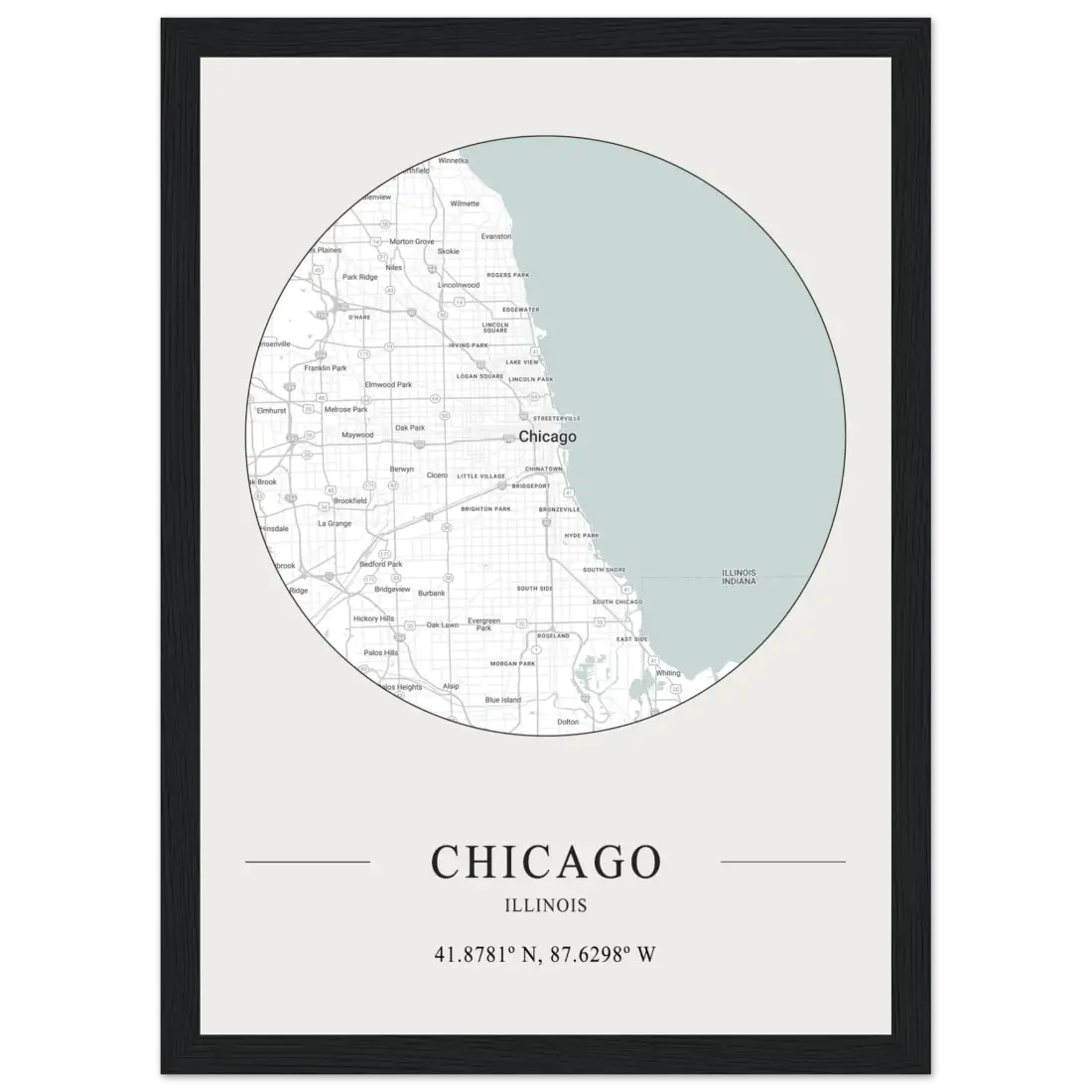 Chicago, Illinois Minimalist Map Poster