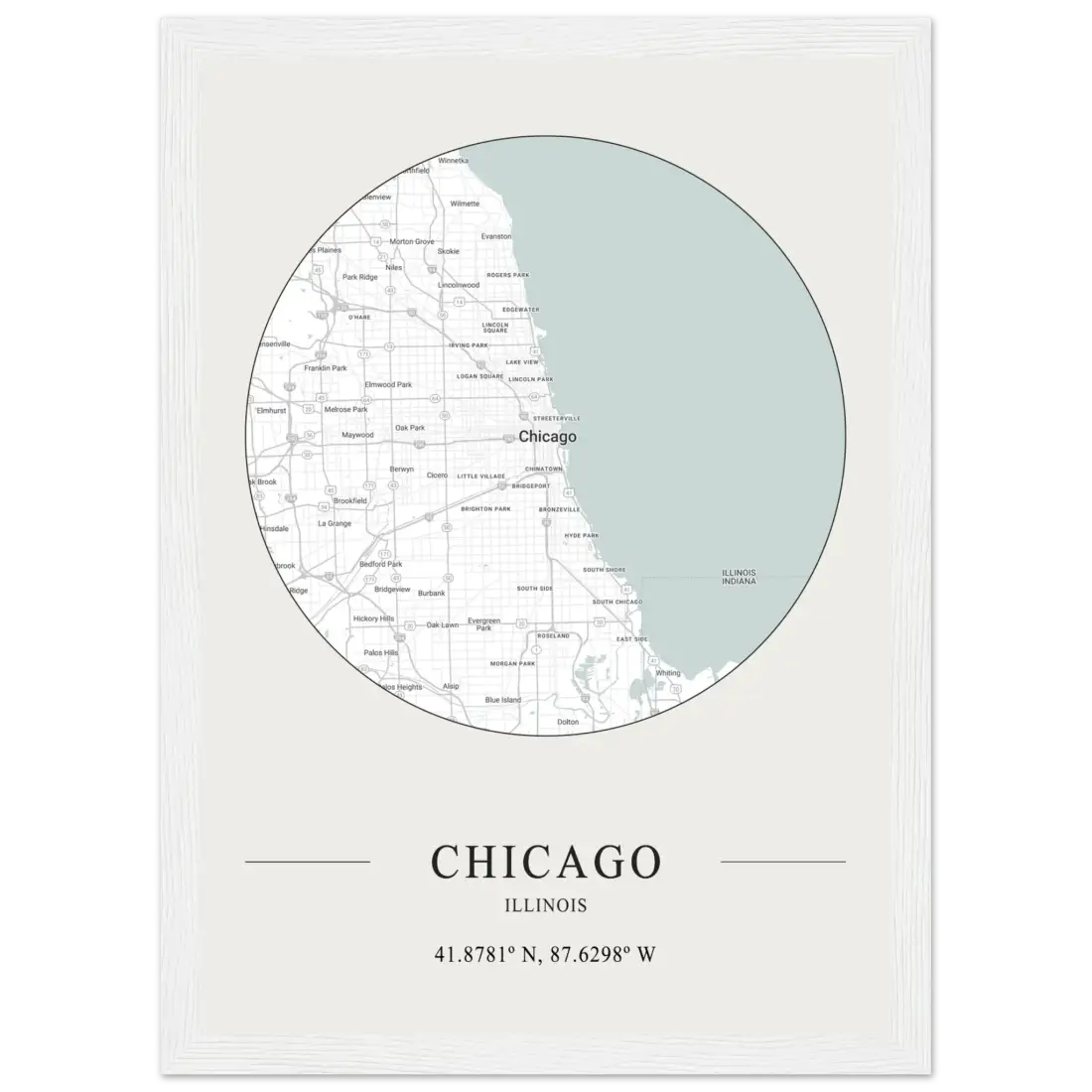 Chicago, Illinois Minimalist Map Poster