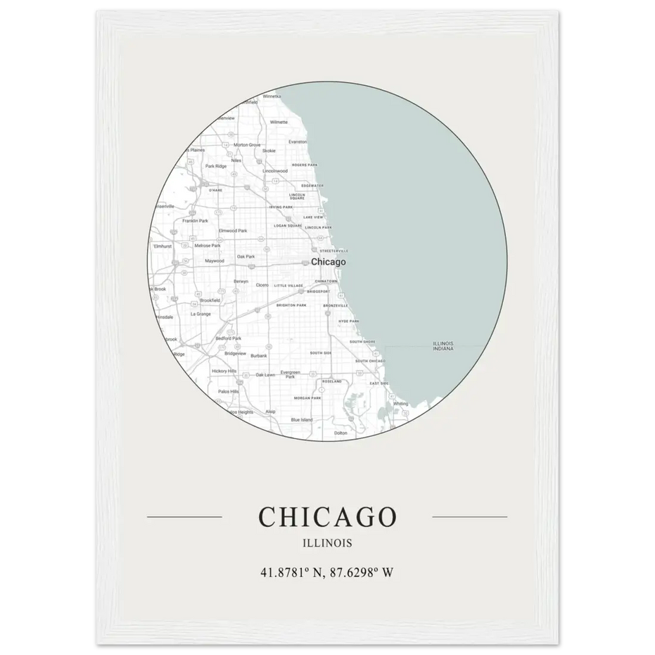 Chicago, Illinois Minimalist Map Poster