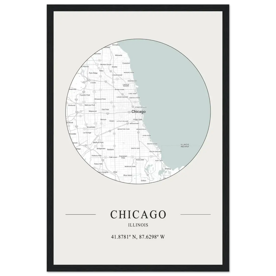 Chicago, Illinois Minimalist Map Poster