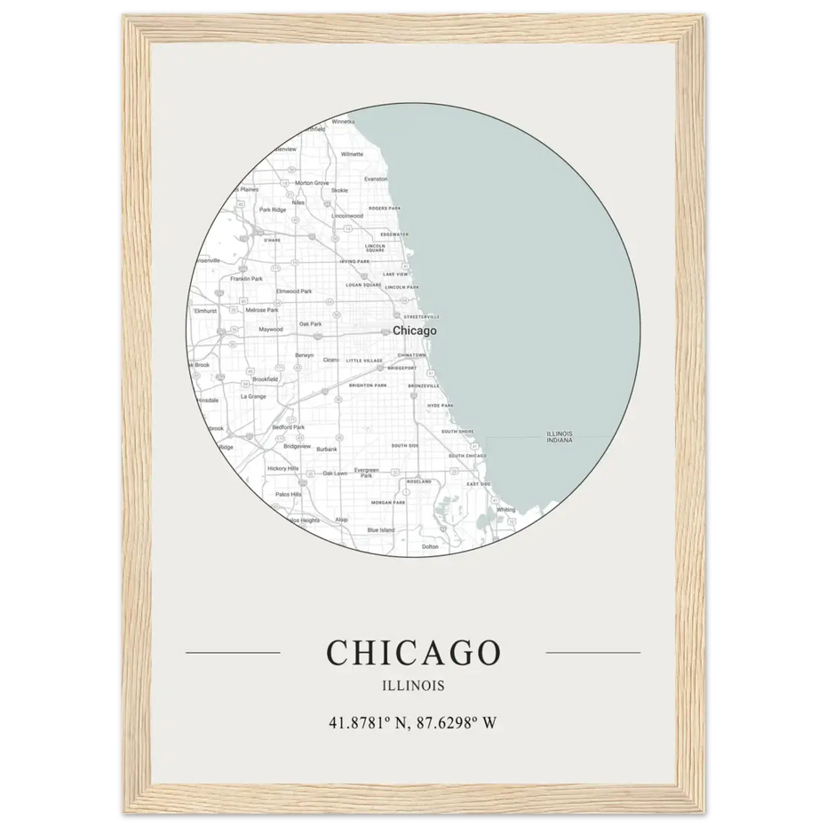 Chicago, Illinois Minimalist Map Poster