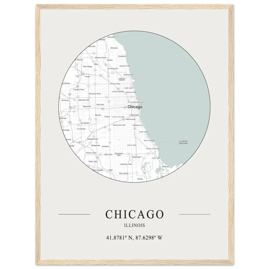 Chicago, Illinois Minimalist Map Poster