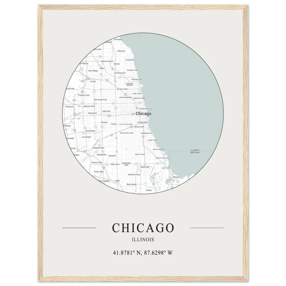 Chicago, Illinois Minimalist Map Poster