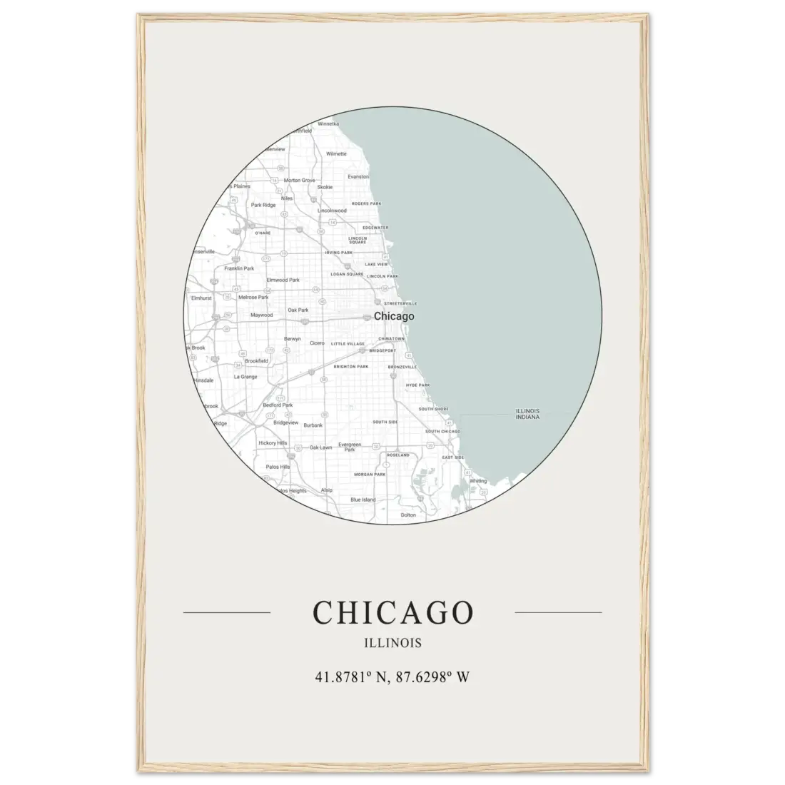 Chicago, Illinois Minimalist Map Poster
