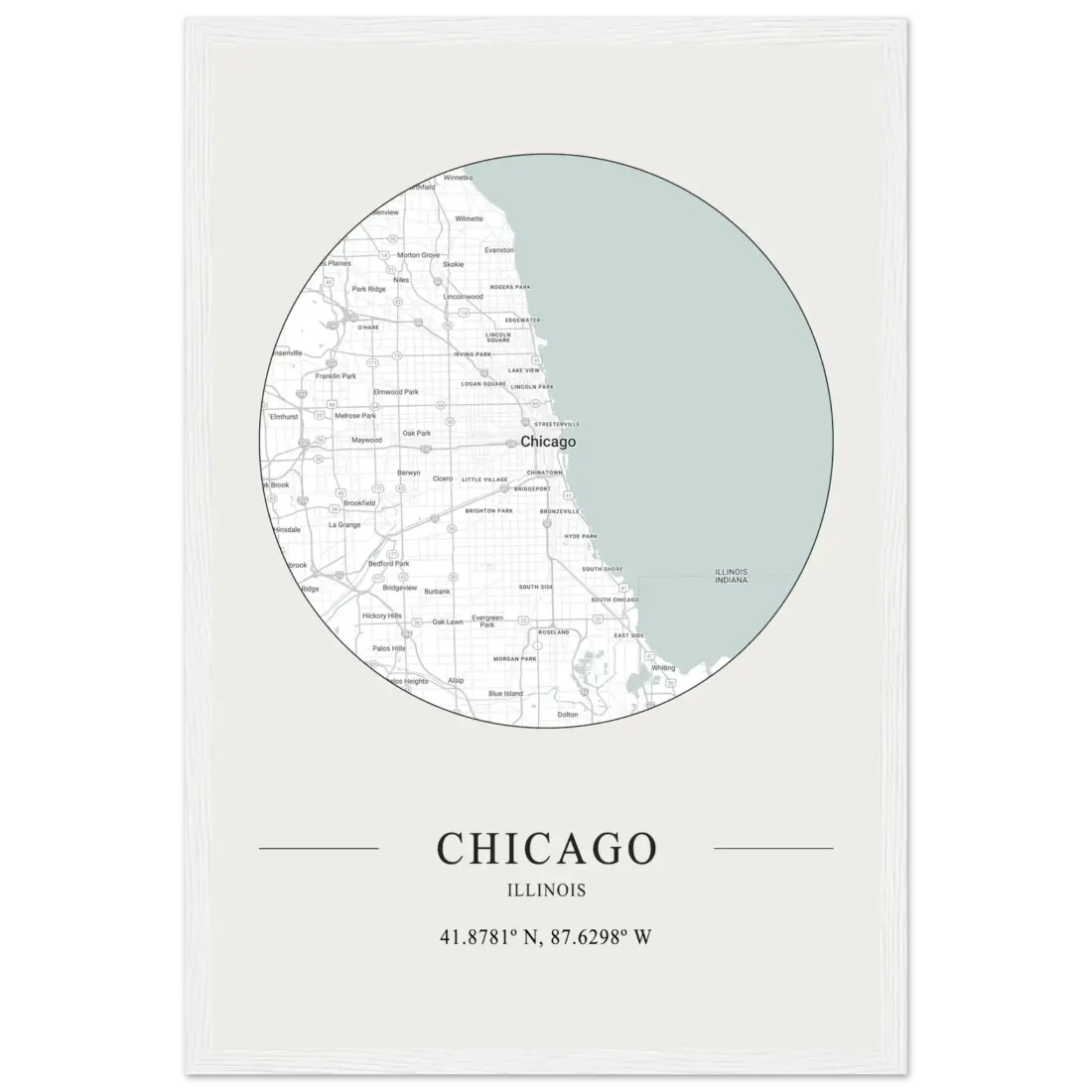 Chicago, Illinois Minimalist Map Poster
