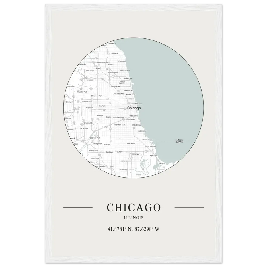 Chicago, Illinois Minimalist Map Poster