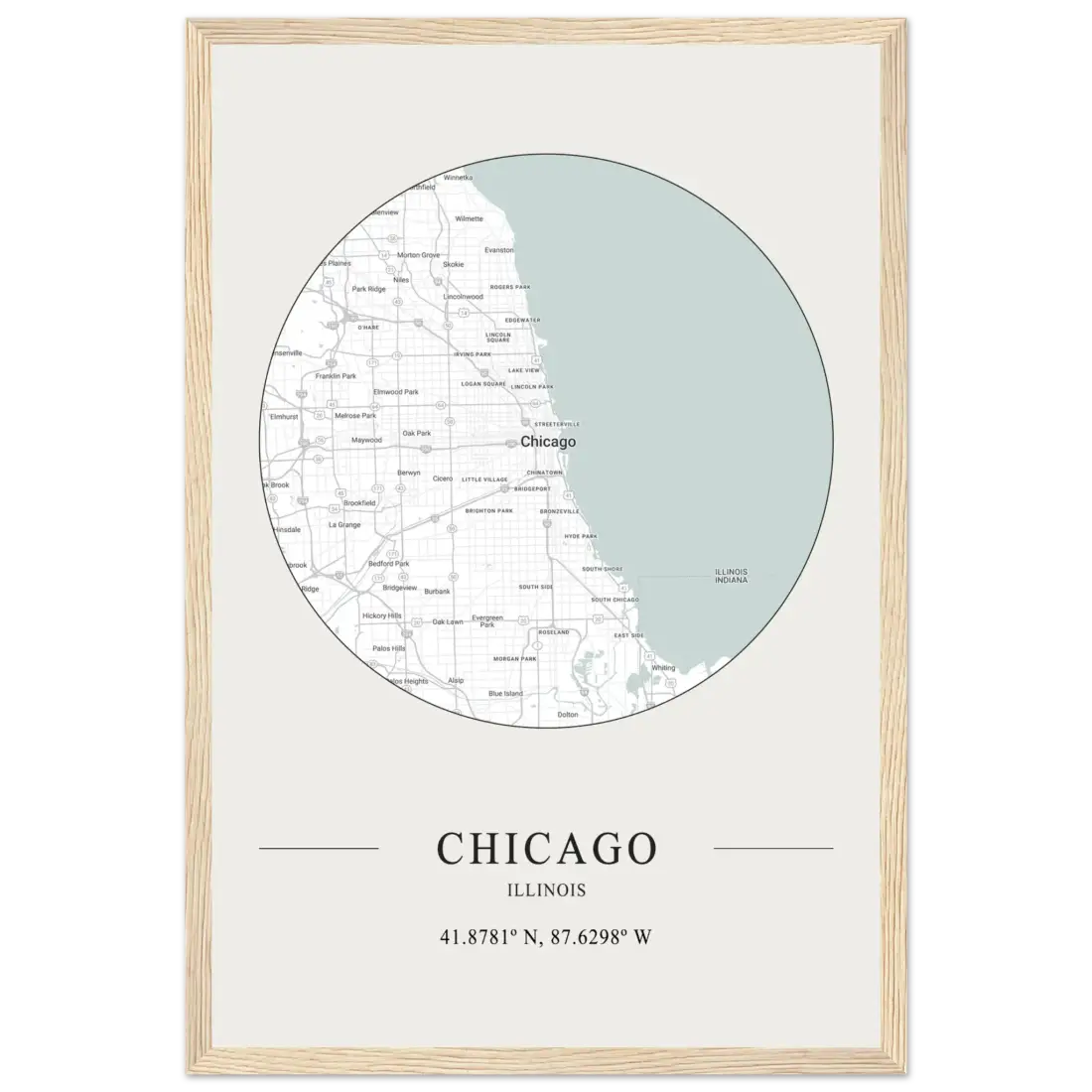 Chicago, Illinois Minimalist Map Poster
