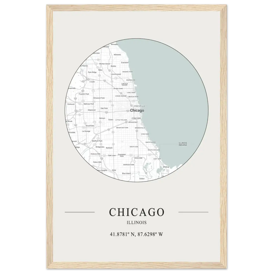 Chicago, Illinois Minimalist Map Poster