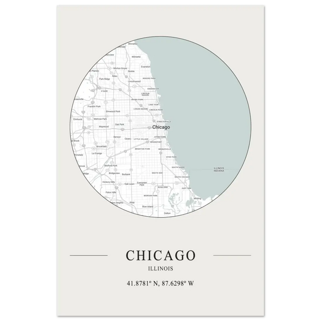Chicago, Illinois Minimalist Map Poster