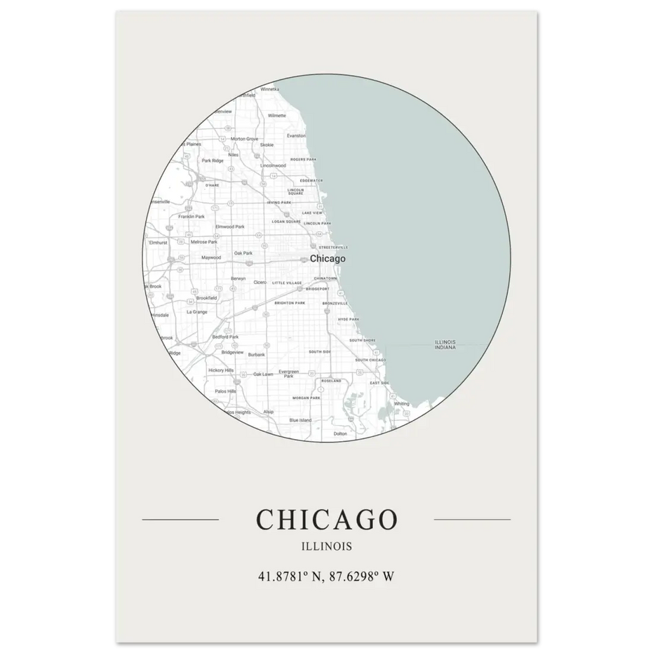 Chicago, Illinois Minimalist Map Poster