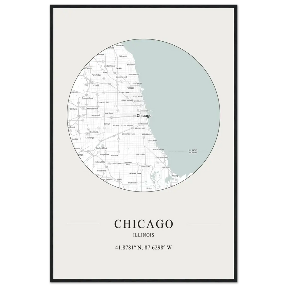 Chicago, Illinois Minimalist Map Poster